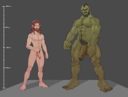 2boys abs auburn_hair balls ballsack bara beard beefy blue_eyes body_hair duo_radon elf facial_hair foreskin foreskin_folds gay genitals green_skin hairy_balls hairy_male hi_res humanoid humanoid_penis intact long_hair_male male male/male male_nipples male_only male_pubic_hair masculine mature_male mohawk_(hairstyle) muscles muscular_male mustache nude_male orange_eyes orc partially_retracted_foreskin pecs penis pointy_ears scar scrotum semi-erect smooth_penis suchmim testicles tusks uncut veiny_penis