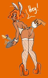 bunnysuit cinnamon_cookie cookie_run crossdressing fake_bunny_ears femboy fishnet_legwear gross_piggy leotard wedgie white_leotard