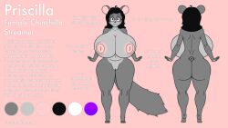 16:9 4k absurd_res anthro areola ass big_breasts big_butt big_nipples black_hair breasts chinchilla chinchillid curvy_figure cute_expression digital_media_(artwork) eyewear female fur genitals glasses hair hi_res huge_breasts huge_butt hyper hyper_breasts looking_at_viewer mammal model_sheet nipples nude priscilla_(psychotic_walrus) psychoticwalrus purple_eyes pussy rodent simple_background smile solo text thick_thighs wide_hips widescreen