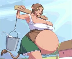 1girls breasts female female_only huge_belly huge_breasts hyper_belly hyper_pregnancy maternal-reads pregnant ready_to_pop solo thick_thighs veiny_belly