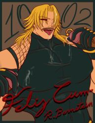 bara blowjob clothed_male cum_in_mouth hand_on_penis king_of_fighters lasupay3 long_hair_male male_focus male_only muscular_male rugal_bernstein snk