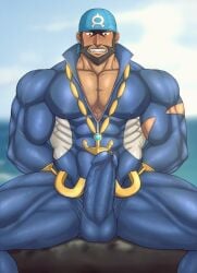 archie_(pokemon) balls bara boner erection gay male male_only muscles muscular penis pokemon precum solo solo_male team_aqua toto_(artist)