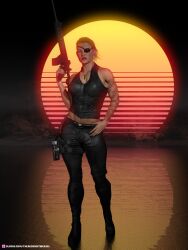 1girls 3d arm_tattoo clothed clothing eyepatch female female_only gun muscular muscular_female pinup rifle slushe_(website) solo solo_female tagme tattoo theresidentweasel