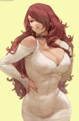 1girls 2022 artist_name atlus big_breasts breasts choker cleavage clothed_female cutesexyrobutts dress elegant elegant_dress female female_only hair_over_one_eye hands_on_hips hi_res highres hips huge_breasts human long_hair mature mature_female mitsuru_kirijo nipple_bulge no_visible_genitalia patreon patreon_reward persona persona_3 red_eyes red_hair sega simple_background slim_waist solo thick_lips thick_thighs thighs very_high_resolution video_game_character video_game_franchise white_dress wide_hips