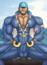 archie_(pokemon) balls bara boner erection gay male male_only muscles muscular penis pokemon solo solo_male team_aqua toto_(artist)