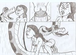 comic dead_source disney female human indian indian_female interspecies kaa male monochrome nipples sex shanti snake straight tagme the_jungle_book traditional_media_(artwork) zoophilia