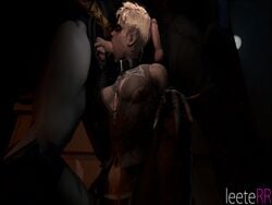 2boys 3d animated ball_caress ball_grab batman batman:_arkham_origins batman_(series) blowjob bodysuit caressing_testicles clothed_sex collar copperhead copperhead_(arkham_orgins) corset cum cum_on_breasts dc deepthroat fellatio genitals hair handjob leeterr mascara medium_breasts moon multiple_boys navel night oral oral_penetration penis penis_in_mouth penis_lick reptilian short_hair sitting skin_tight source_filmmaker squatting standing tattoo testicles threesome tongue tongue_out tongue_out_blowjob uncensored