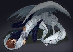 blue-eyes_white_dragon dragon male/ambiguous seto_kaiba tagme wrestling yu-gi-oh!