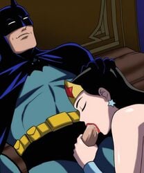 1boy 1girls animated animated_gif batman batman_(series) black_hair blowjob dc dc_comics dcau fellatio female gif justice_league justice_league_unlimited male oral straight unknown_artist wonder_woman wonder_woman_(justice_league) wonder_woman_(series)