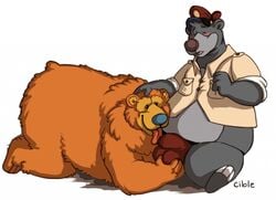 2boys balls baloo bear bear_(character) bear_in_the_big_blue_house blush bulge chubby disney furry gay licking male male_only no_humans oral penis talespin testicles thong tongue yaoi