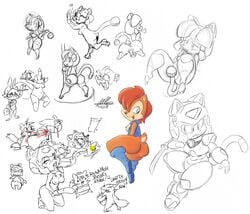 2008 3girls anthro archie_comics armor ass breasts brown_fur cat crossover digimon feline female francine_manx fur furry hedgehog helmet mammal mobian_(species) monochrome nipples pizzacat polly_esther renamon sally_acorn samurai_pizza_cats sega short_hair sketch sonic_(series) sonic_satam sonic_team sonic_the_hedgehog sonic_the_hedgehog_(archie) sonic_the_hedgehog_(comics) sonic_the_hedgehog_(series) tail tails