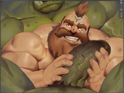 balls bara big_balls big_penis boner dsharp_k dwarf erection first_person_view gay green_skin holding_penis hyper interspecies male male_only muscles muscular orc penis pov