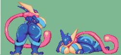 1girls anthro ass big_ass big_breasts breasts female female_only frog greninja hyper_tongue pixel_art pokemon pokemon_(species) sabs3 tongue