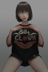 1girls black_shirt chst clown_makeup clown_shirt pale_skin spooky