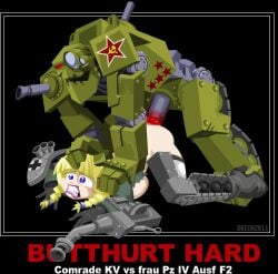 1boy 1boy1girl 1girls animated color colored defeated female german hammer_and_sickle humanization humanized kv large_ass male mp4 nazi nazi_germany nazi_uniform panzer_iv russian skeenlangly sound soviet soviet_russia soviet_star star_(symbol) tagme tank tank_humanoid tank_suit thick_thighs ussr video