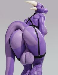 1futa 3d anthro ass back back_view backsack balls balls_behind_legs bent_over big_ass big_balls big_breasts breasts connivingrat dark-skinned_futanari dickgirl dragon female furry futa_only futa_sans_pussy futanari huge_balls intersex looking_back muscular muscular_anthro original penis perineum purple_scales scalie selena_(omniman107) solo standing taint thighhighs wide_hips