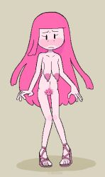 adventure_time big_areola embarrassed female hairy_pussy nude princess_bubblegum sagging_breasts scaboomba