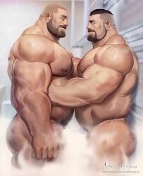 balls bara big_balls big_penis dsharp_k duo gay hairy male male_only muscles muscular musk penis steam