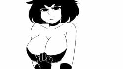 1girls animated big_breasts black_and_white breast_focus breasts catgirl cleavage dialogue emmpy english_text female looking_at_viewer nine_(emmpy) shorter_than_10_seconds shorter_than_30_seconds tagme video