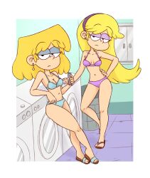 2girls black_eyes blonde_female blonde_hair bra breasts carol_pingrey cleavage drawsoyeah female female_only laundromat laundry looking_at_viewer lori_loud nickelodeon panties staring_at_viewer the_loud_house underwear