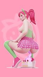 1girls 3d anal anal_expulsion anal_food asian asian_female ass cake clothing d.va edible_scat female food food_fetish food_play green_eyes headwear high_heels icing looking_at_viewer overwatch pink_background pink_hair pseudo_scat redbox42 squatting stockings strawberry_shortcake striped_legwear unusual_scat viewed_from_behind