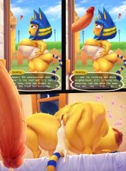 1boy 1girls absurd_res after_anal after_sex after_vaginal animal_crossing ankha anthro anthrofied areolae ass big_ass big_breasts breasts captainjerkpants clitoral_hood clitoris cum cum_drip cum_dripping cum_in_ass cum_in_pussy cum_inflation cum_leaking egyptian english_text erect_nipples erect_nipples_under_clothes excessive_cum female furry highres huge_areolae huge_ass huge_belly huge_breasts huge_cock human instant_loss_2koma interspecies large_penis larger_male light-skinned_male light_skin nintendo nipple_erection nipples penis plump precum puffy_areola puffy_nipples pussy shortstack size_difference smaller_female speech_bubble text thick_thighs veiny_penis wide_hips yellow_body