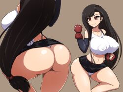 1girls ass ass_focus big_ass big_breasts black_hair breasts curvy eisen1111 female female_only final_fantasy final_fantasy_vii gloves huge_breasts light_skin long_hair nipples nipples_visible_through_clothing panties red_eyes regls smile solo suspenders tank_top thick_thighs thighs tifa_lockhart white_panties wide_hips