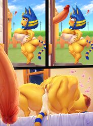 1boy 1girls absurd_res after_anal after_sex after_vaginal animal_crossing ankha anthro anthrofied areolae ass big_ass big_breasts bottomless breasts captainjerkpants clitoral_hood clitoris cum cum_drip cum_dripping cum_in_ass cum_in_pussy cum_inflation cum_leaking egyptian english_text erect_nipples erect_nipples_under_clothes excessive_cum female furry highres huge_areolae huge_ass huge_belly huge_breasts huge_cock human interspecies large_penis larger_male light-skinned_male light_skin nintendo nipple_erection nipples penis plump precum puffy_areola puffy_nipples pussy shortstack size_difference smaller_female speech_bubble text thick_thighs veiny_penis wide_hips yellow_body