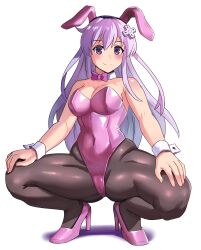 1girls 2022 breasts bunny_ears bunny_girl bunnysuit d-pad_hair_ornament female female_only front_view hair_ornament hairclip heels hi_res highleg_leotard large_breasts leotard long_hair nepgear neptunia_(series) pad_hair_ornament purple_eyes purple_hair smile squatting thick_thighs thighs tights ytrall