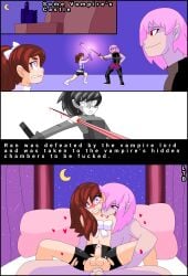 anal blood brown_hair comic defeated edit edited femboy gay lewderthanblue mole_under_eye oc original pink_eyes ponytail ran(ltb) rape vampire