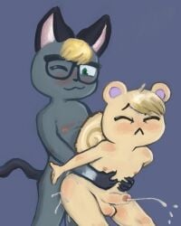 2boys absurd_res adorable animal_crossing anthro balls bodily_fluids cum cum_in_ass cum_inside cum_while_penetrated cute domestic_cat duo eyewear felid feline felis femboy from_behind_position genital_fluids genitals glasses hi_res male male/male mammal marshal_(animal_crossing) nintendo nipples nude penetration penis raymond_(animal_crossing) rodent sciurid sex sexylinguini size_difference stand_and_carry_position standing standing_sex video_games yaoi