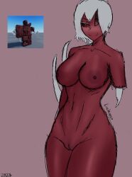 1female era_of_the_obelisk medium_breasts non-human red_body rule_63 short_hair