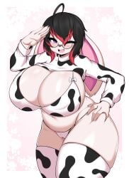 1girls big_breasts bikini breasts cleavage cow_print female furry genderswap_(mtf) huge_breasts pebbles_(pebbles_or_bebbles) tagme tailzkim thick_thighs wide_hips