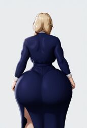 ai_generated ass_focus bbw bbw_mom child_bearing_hips curvaceous curvy curvy_female curvy_figure dat_ass fat_ass female_focus female_only looking_at_viewer looking_back milf miniskirt naruto naruto_(series) naruto_shippuden plump_ass presenting_hindquarters round_ass round_butt suit thick_ass thick_thighs tsunade white_background wide_hips