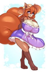 1girls big_breasts breasts cleavage dress female furry huge_breasts tagme tailzkim thick_thighs wide_hips