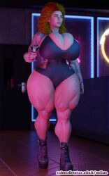 3d 3d_(artwork) club god_of_war god_of_war_ragnarok goddess huge_ass huge_breasts huge_thighs large_ass large_breasts large_thighs muscular muscular_female nightclub selinemukgrom thrud_(god_of_war) walking