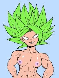 blank_eyes dragon_ball dragon_ball_super green_hair kale kale_(berserker) legendary_super_saiyan muscular_female navietta