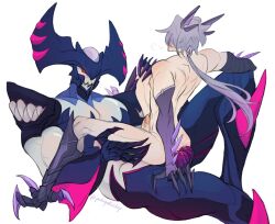 2boys anal anal_sex anima_squad_series cowgirl_position demon_horns gay huge_cock kayn league_of_legends monster_cock pkgk rhaast_(league_of_legends) rhaayn riot_games size_difference