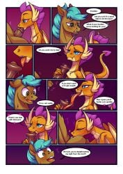 absurd_res animal_genitalia animal_penis anthro anthro_on_feral blush bodily_fluids canon_x_oc comic cyan_sand_(oc) deep_throat dialogue dragon duo earth_pony english_text equid equine equine_genitalia equine_penis fellatio female feral friendship_is_magic genitals handjob hasbro heart_symbol hi_res horse interspecies long_tongue male male/female mammal my_little_pony mythological_creature mythological_scalie mythology oral oral_penetration penetration penile penis pony prehensile_tongue scalie sex sketchy_skylar smolder_(mlp) sweat text tongue zoophilia