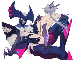 2boys anima_squad_series cowgirl_position demon_horns gay huge_cock kayn league_of_legends monster_cock pkgk rhaast_(league_of_legends) rhaayn riot_games size_difference