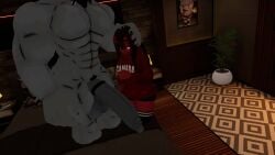 16:9 big_penis karelia_(acerattman) karelia_male_(acerattman) meru_(merunyaa) muscular_male rule_63 shorter_female size_difference smiler_(the_backrooms) taller_male the_backrooms vrchat vrchat_avatar