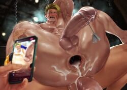 abs anus ass balls bara biceps big_balls big_bulge big_penis bulge capcom clothing cum erection_under_clothes fumio(ふみを) gay huge_bulge luke_sullivan male male/male male_nipples male_only muscular_male nipples nude pecs penis penis_outline street_fighter street_fighter_6 tight_clothing