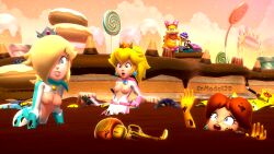 3d 4girls anthro background belt blonde_hair blue_eyes blue_shell bodysuit breasts breasts_out brown_hair cake candy chocolate chocolate_on_body clothing clouds crossed_legs crown damsel_in_distress donut donuts exposed_breasts female frosting giant_candy gloves gritting_teeth handwear human jumpsuit kart lollipop looking_down looking_down_at_self mario_(series) mario_kart mario_kart_8 motorcycle mud neckwear nintendo nipples onmodel3d pale_skin peril pipes ponytail princess princess_daisy princess_peach princess_rosalina quicksand red_hair scarf screaming self_upload sinking skintight_bodysuit skintight_clothing spiny_shell stuck_in_chocolate sweet_sweet_canyon teeth tire tires traffic_cone trophy unzipped unzipped_bodysuit vehicle waffle_cone watching_from_afar wendy_o._koopa yelling zipper