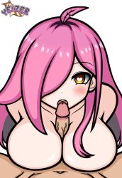 1boy 1girls big_breasts blowjob blush breasts completely_nude heart_eyes latam_virtual_youtuber long_hair neneefthy nude_female nude_male paizuri pink_hair pov tagme titjob virtual_youtuber vtuber vtuberfanart white_background yeizer yellow_eyes