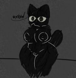 ad_cat big_breasts black_body black_fur domestic_cat female female_only no_background sra_colmillos thick_thighs twitter_cat