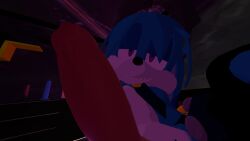 blue_fur femboy kitsunami_the_fennec knot moonpale2k pov_crotch sharp_teeth showing_off smile sonic_(series) vrchat