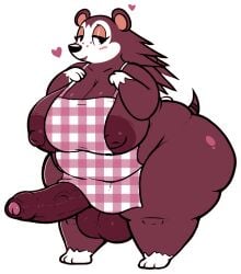 1futa 1futanari 1girls animal_crossing anthro apron_only bbw deadsector fat female furry furry_only futa_only futanari naked_apron nintendo sable_able self_upload