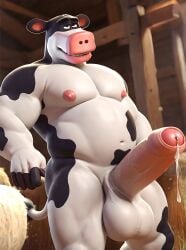 ai_generated anthro back_at_the_barnyard balls bara barnyard_(film) big_balls big_cock big_penis bovid bovine bovine bull cantsleep96 cattle cock erection foreskin hi_res humanoid_genitalia humanoid_penis male male_only musclegut muscular nipples otis otis_(back_at_the_barnyard) pecs penis precum solo tail veiny_penis