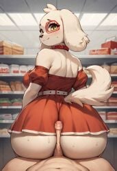 ai_generated big_butt buttjob canine civitai exhibitionism fat_ass foreskin furry hmofa huge_butt human_on_anthro public_nudity public_sex spot_(jayrnski) taller_female target target_corporation uncircumcised wide_hips