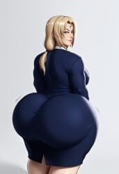 ai_generated ass_bigger_than_head ass_bigger_than_torso ass_focus bbw bbw_mom child_bearing_hips curvaceous curvy curvy_female curvy_figure dat_ass fat_ass female_focus female_only huge_ass jiggling_ass lard_ass looking_at_viewer looking_back milf miniskirt naruto naruto_(series) naruto_shippuden office_lady plump_ass presenting_hindquarters round_ass round_butt showing_off_ass smirk smug suit thick_ass thick_thighs tsunade white_background wide_ass wide_hips